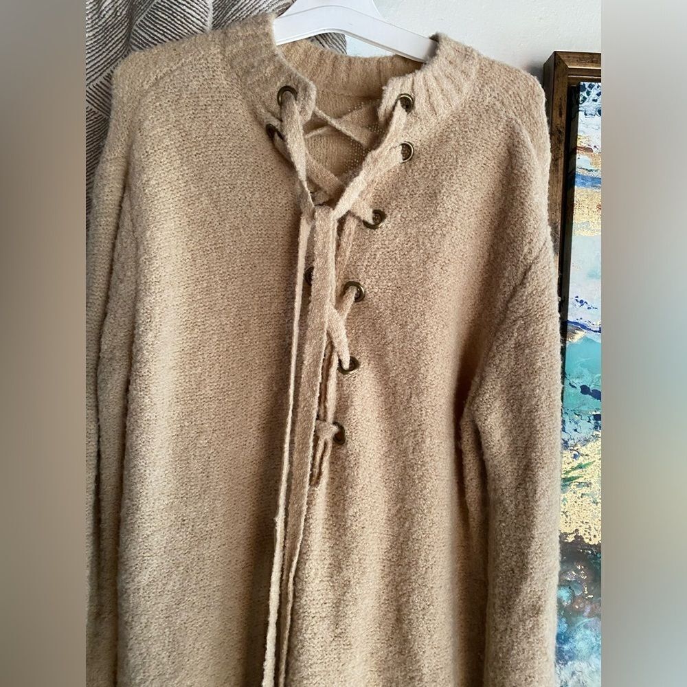 Lovers + Friends Sweater Dress Size Small Suki Tie Back taupe NWT - Picture 10 of 11